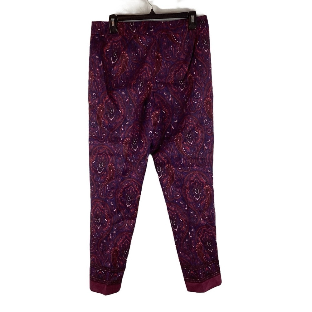 Talbots Signature Purple Paisley Cotton Silk Ankle Pants Size 8 - Picture 4 of 6